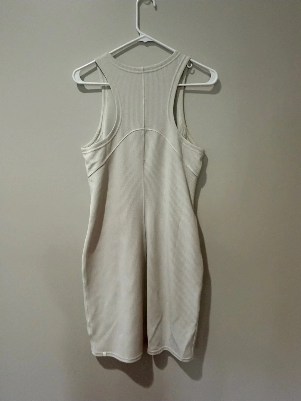Sleeveless Cream Ribbed fitted Dress - Picture 2 of 4